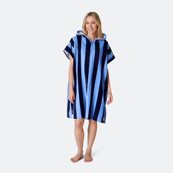 Blauw Gestreept Surf Poncho