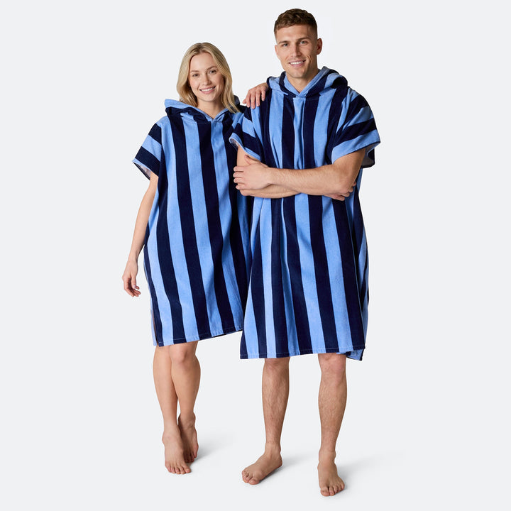 Blauw Gestreept Surf Poncho