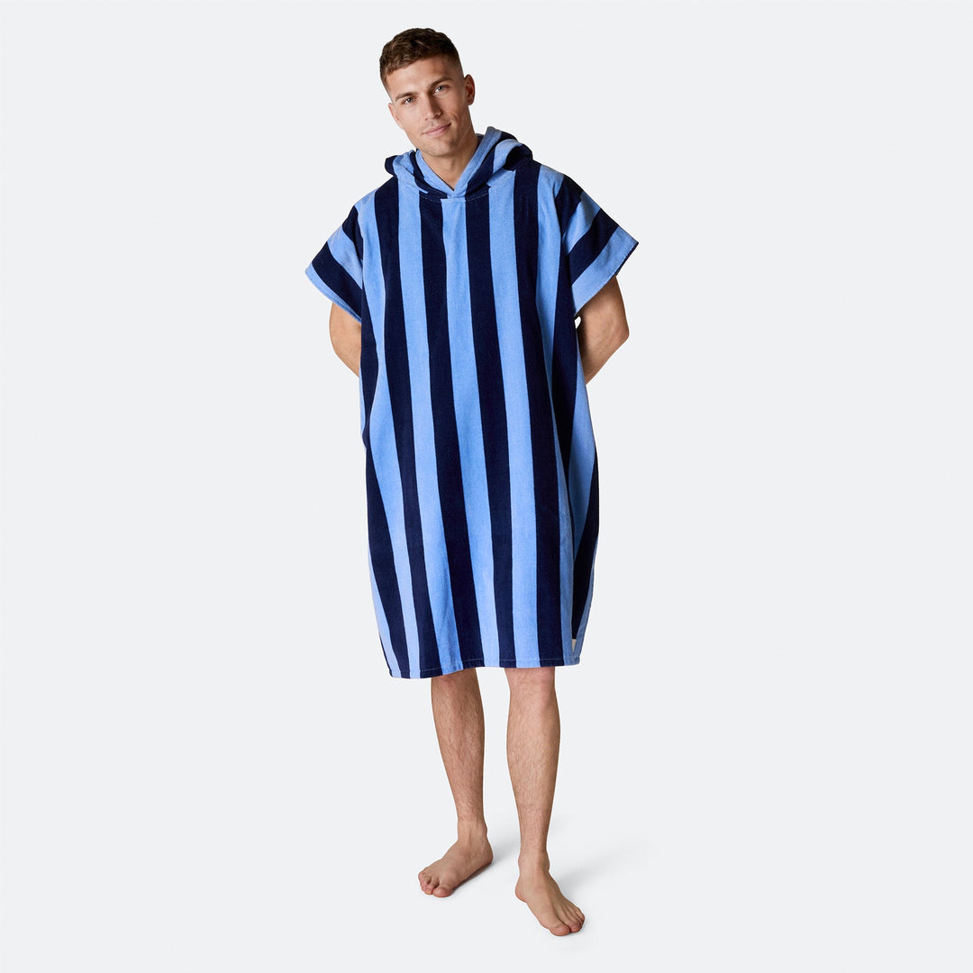 Blauw Gestreept Surf Poncho