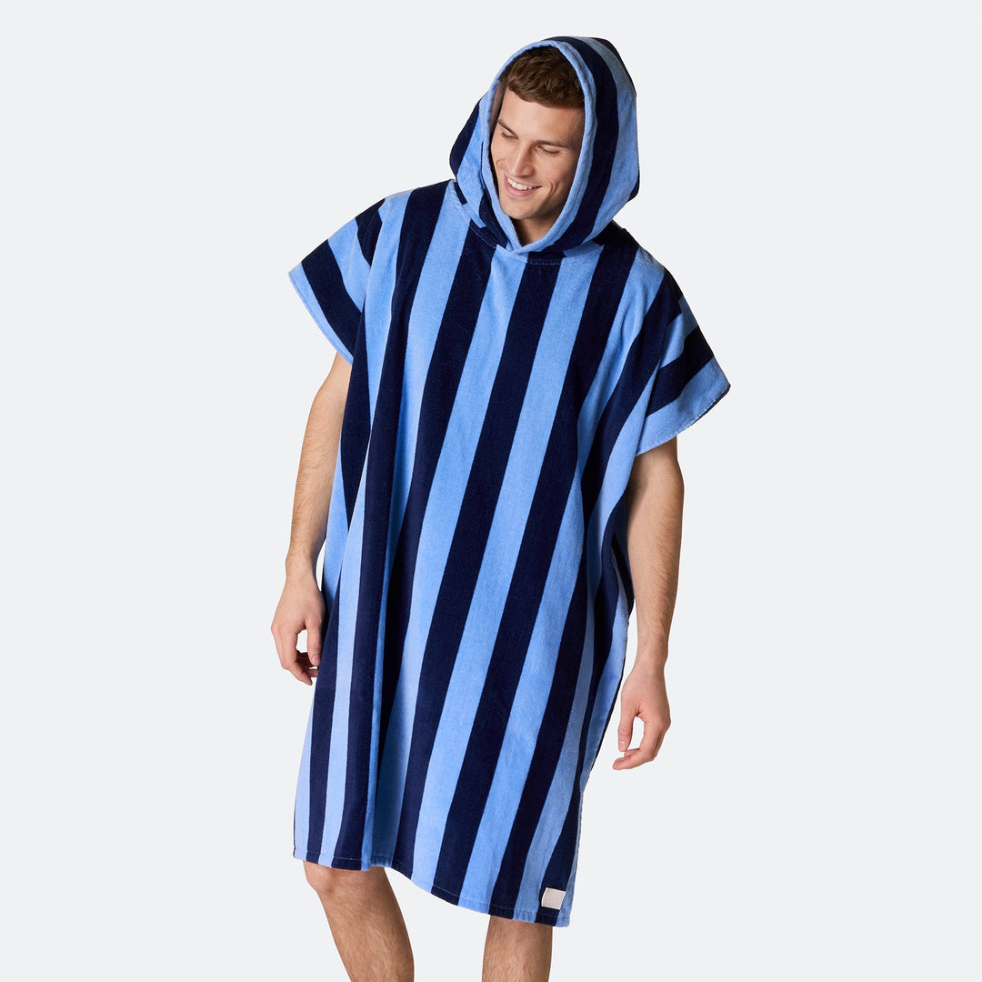 Blauw Gestreept Surf Poncho
