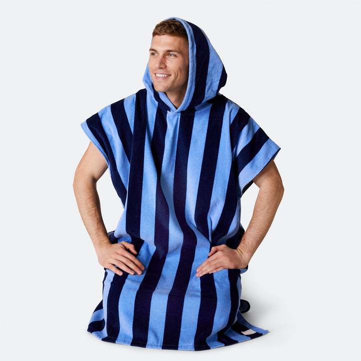 Blauw Gestreept Surf Poncho