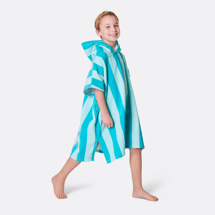 Koraal Gestreept Surf Poncho voor Kinderen