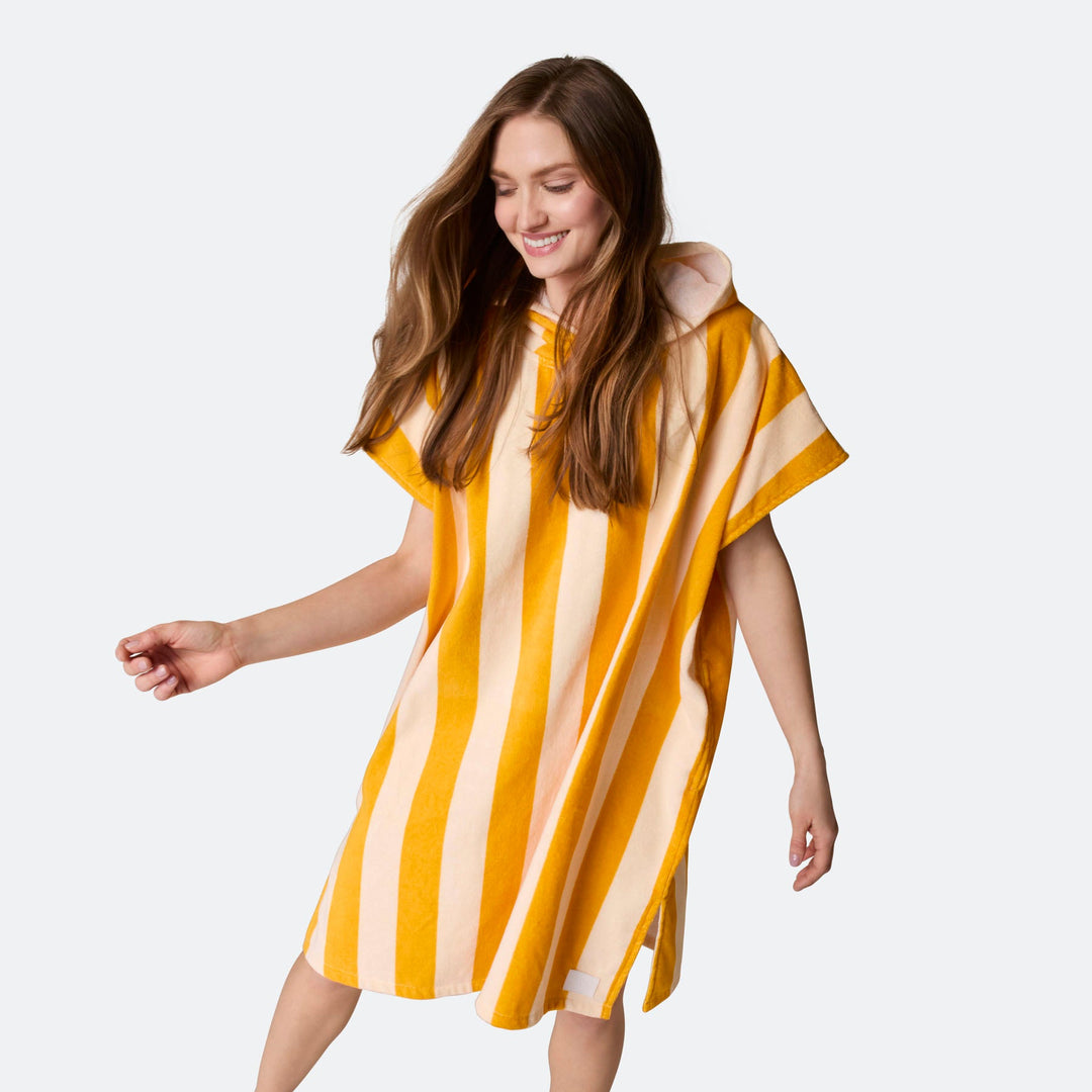 Geel Gestreept Surf Poncho