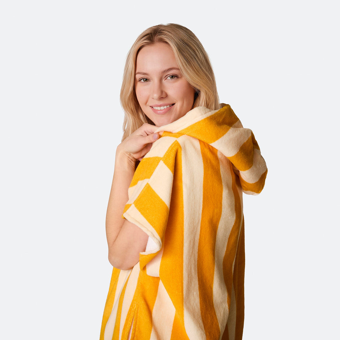 Geel Gestreept Surf Poncho