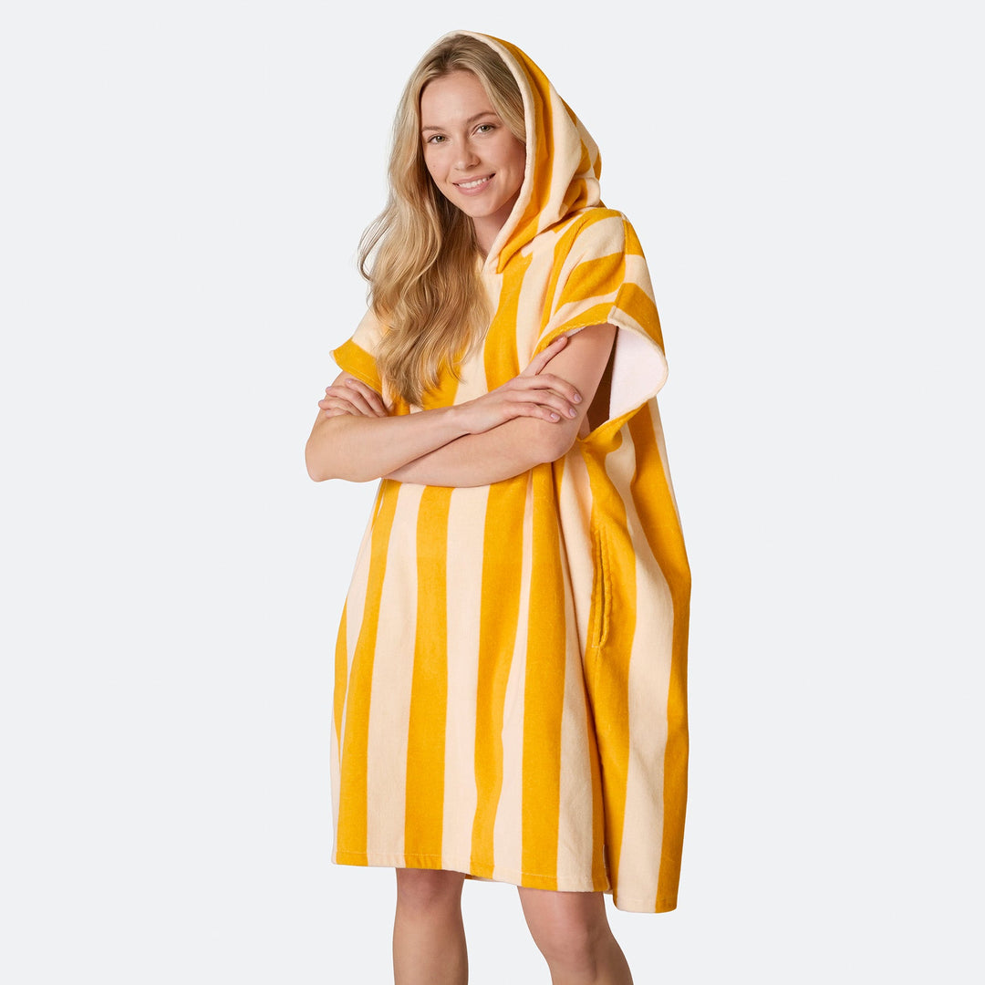 Geel Gestreept Surf Poncho