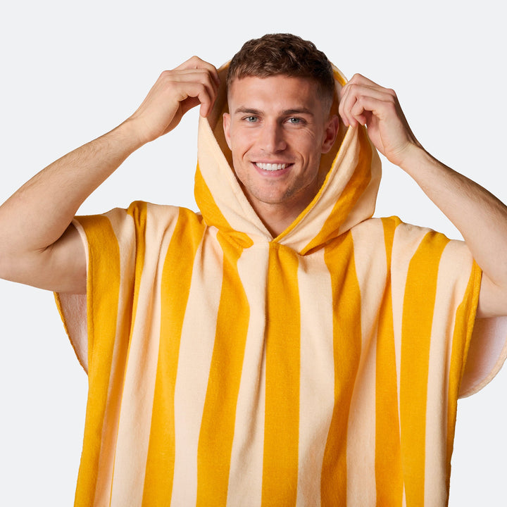 Geel Gestreept Surf Poncho