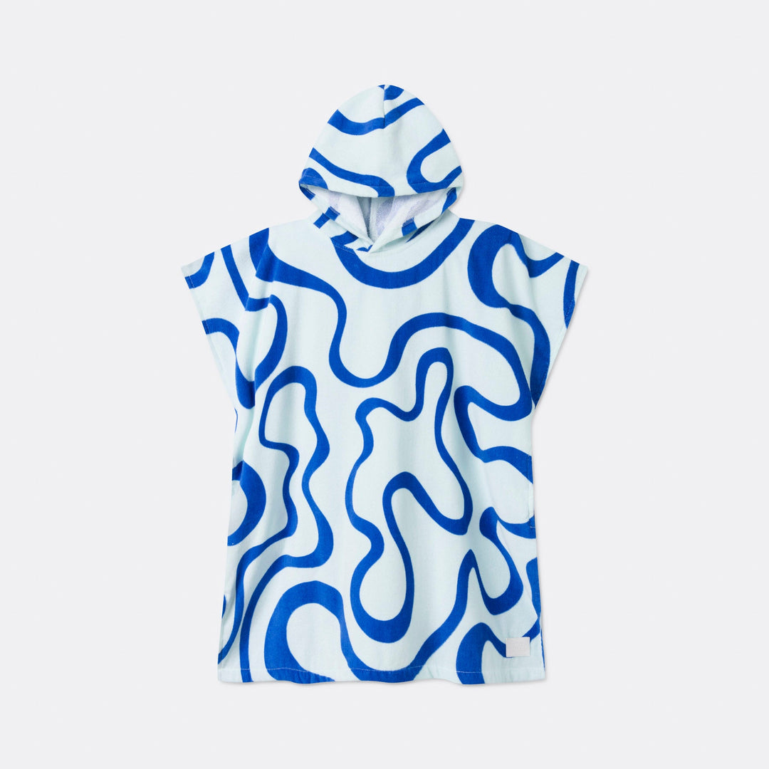 Blauwe Golven Surf Poncho voor Kinderen