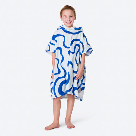 Blauwe Golven Surf Poncho voor Kinderen
