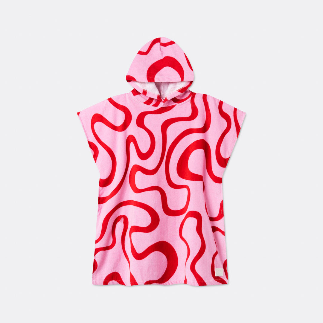 Roze Golven Surf Poncho voor Kinderen