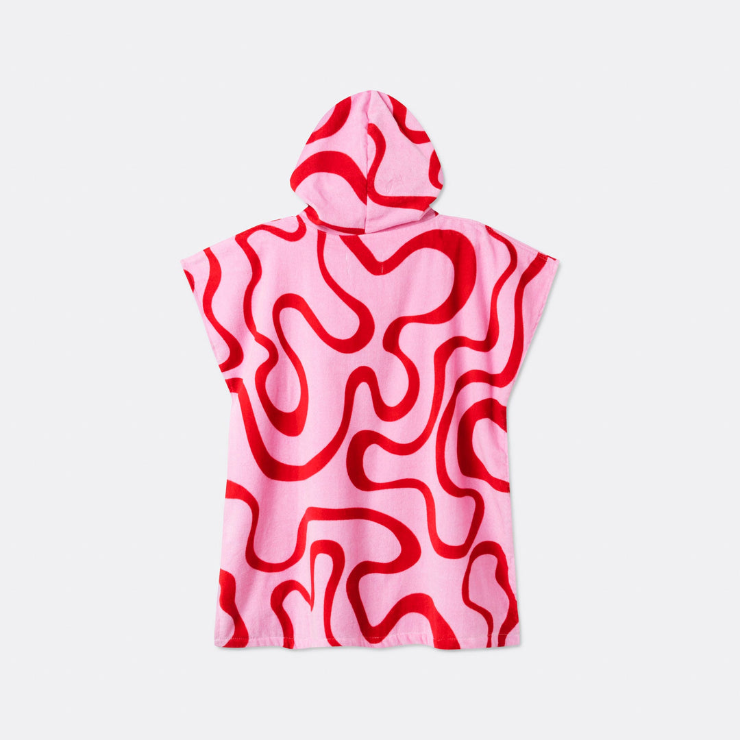 Roze Golven Surf Poncho voor Kinderen