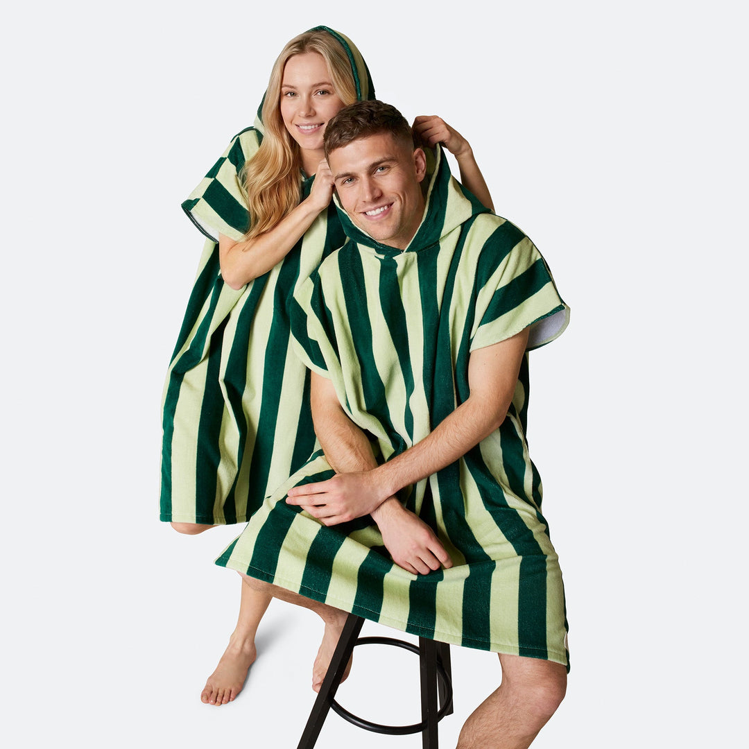 Groen Gestreept Surf Poncho