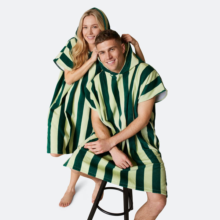 Groen Gestreept Surf Poncho