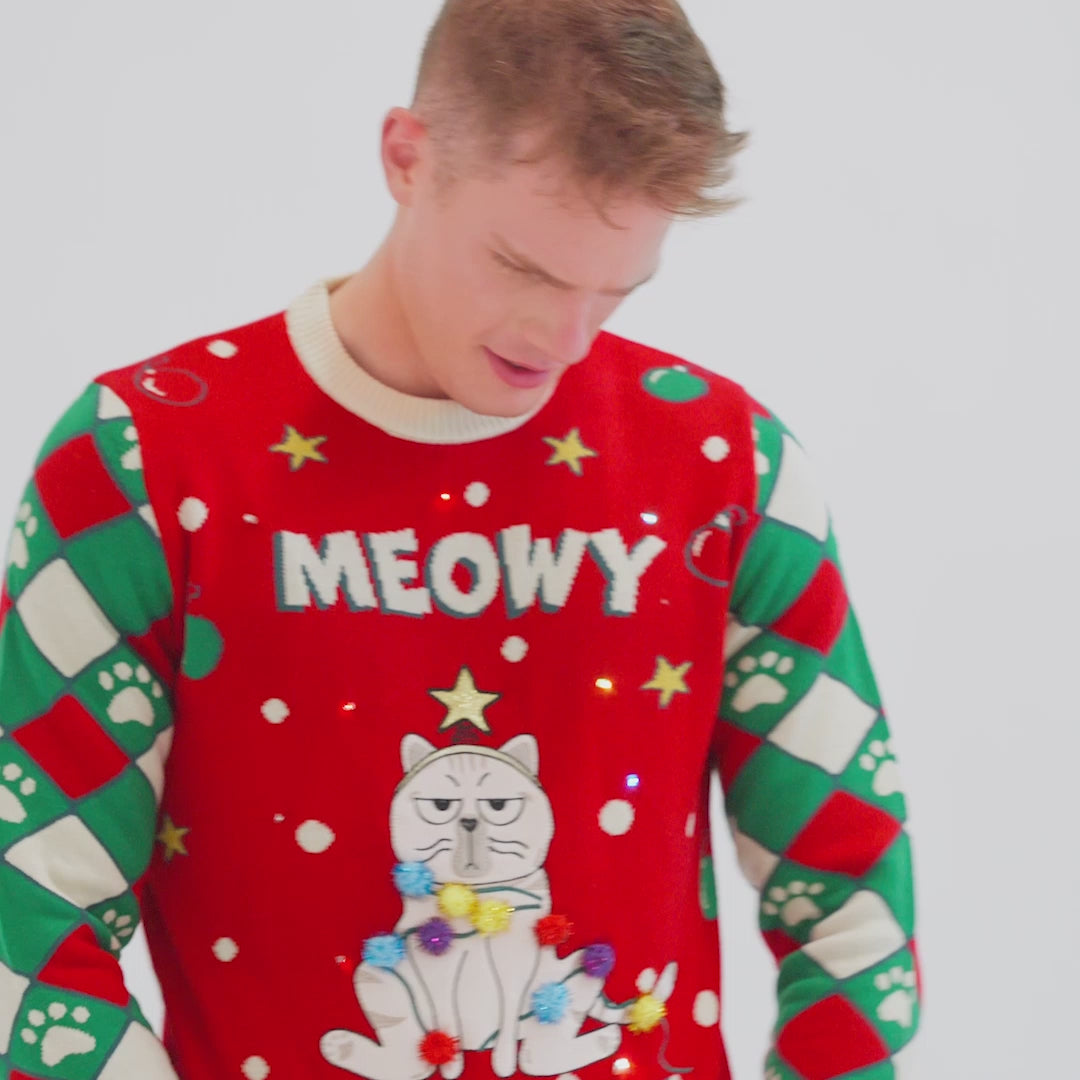 Meowy Christmas Kersttrui Heren