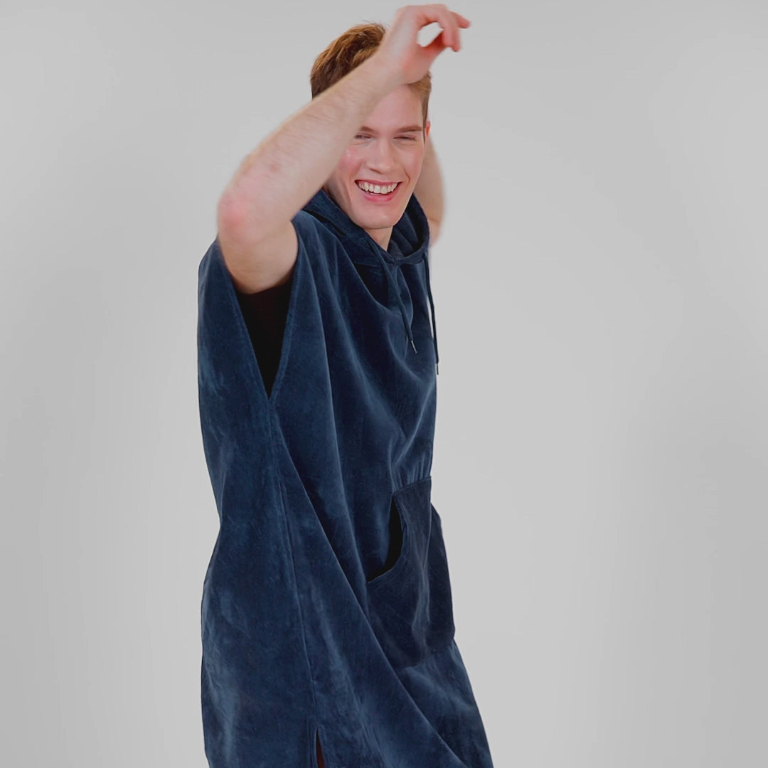 Navy Blauw Surf Poncho