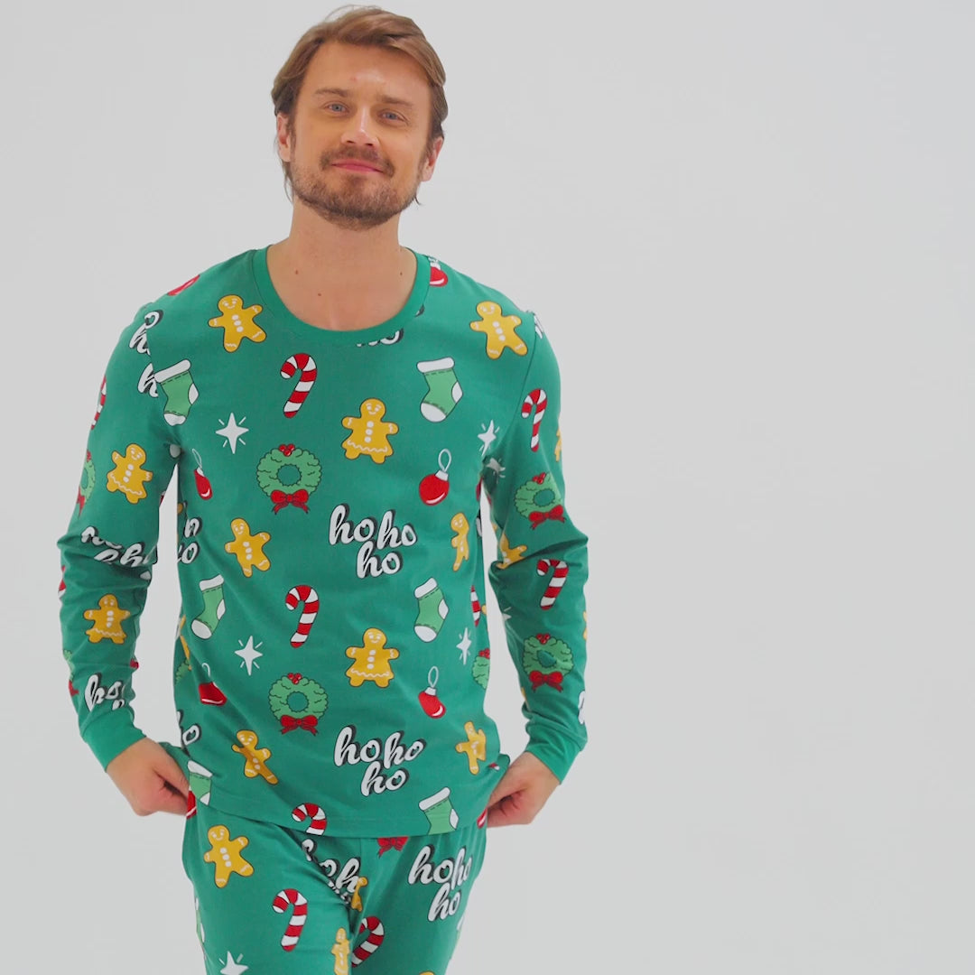 Groene Hohoho Kerstpyjama Heren