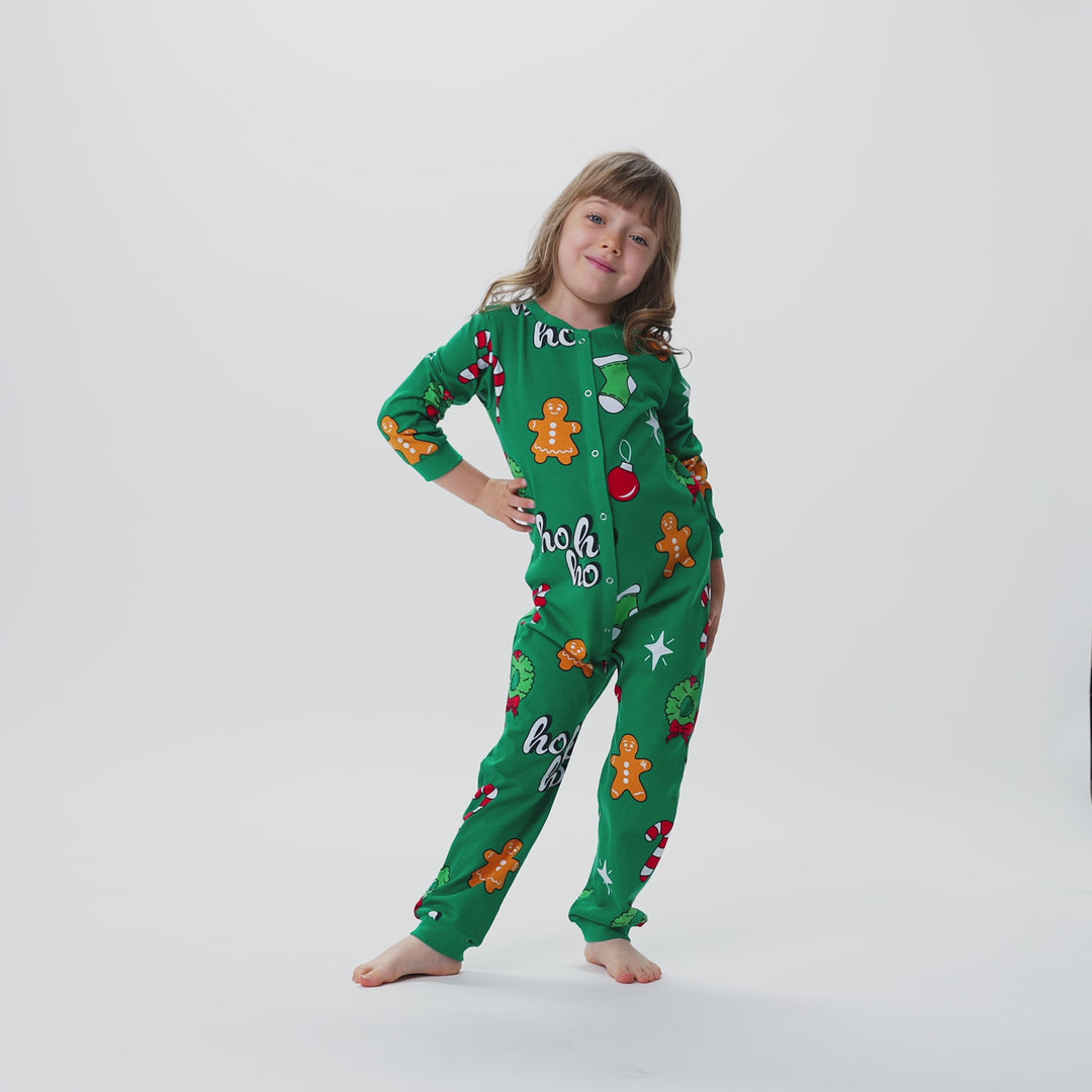 Groene Hohoho Overall Kerstpyjama voor Kinderen