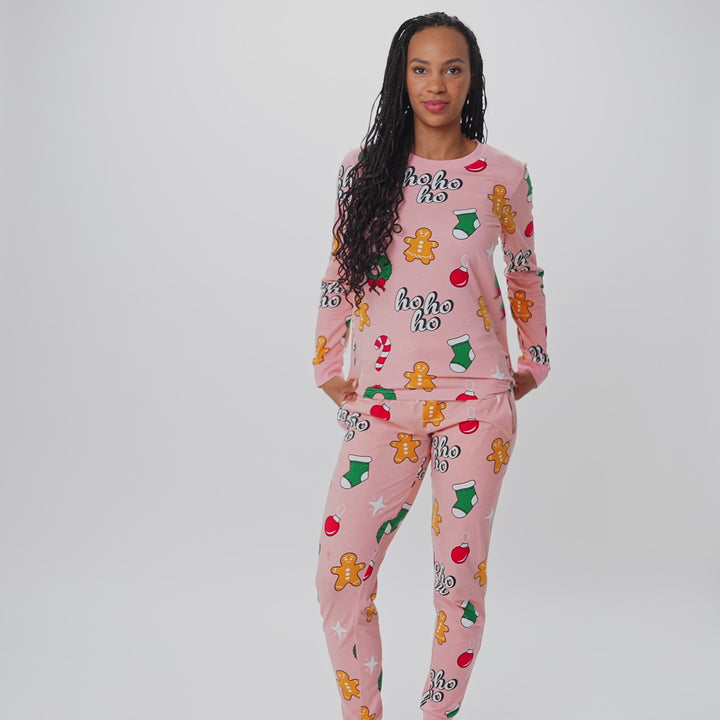 Roze Hohoho Kerstypyjama Dames