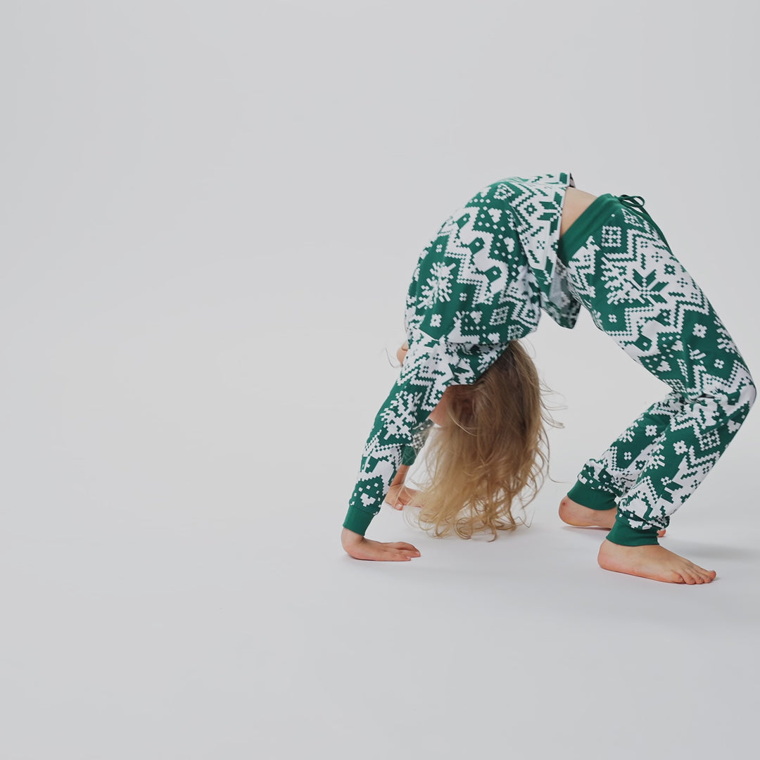 Groene Gebreide Kerstpyjama voor Kinderen