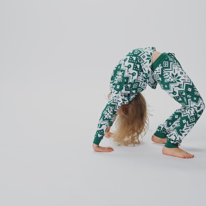 Groene Gebreide Kerstpyjama voor Kinderen
