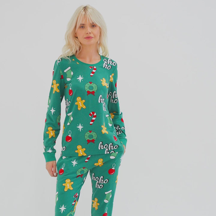 Groene Hohoho Kerstpyjama Dames