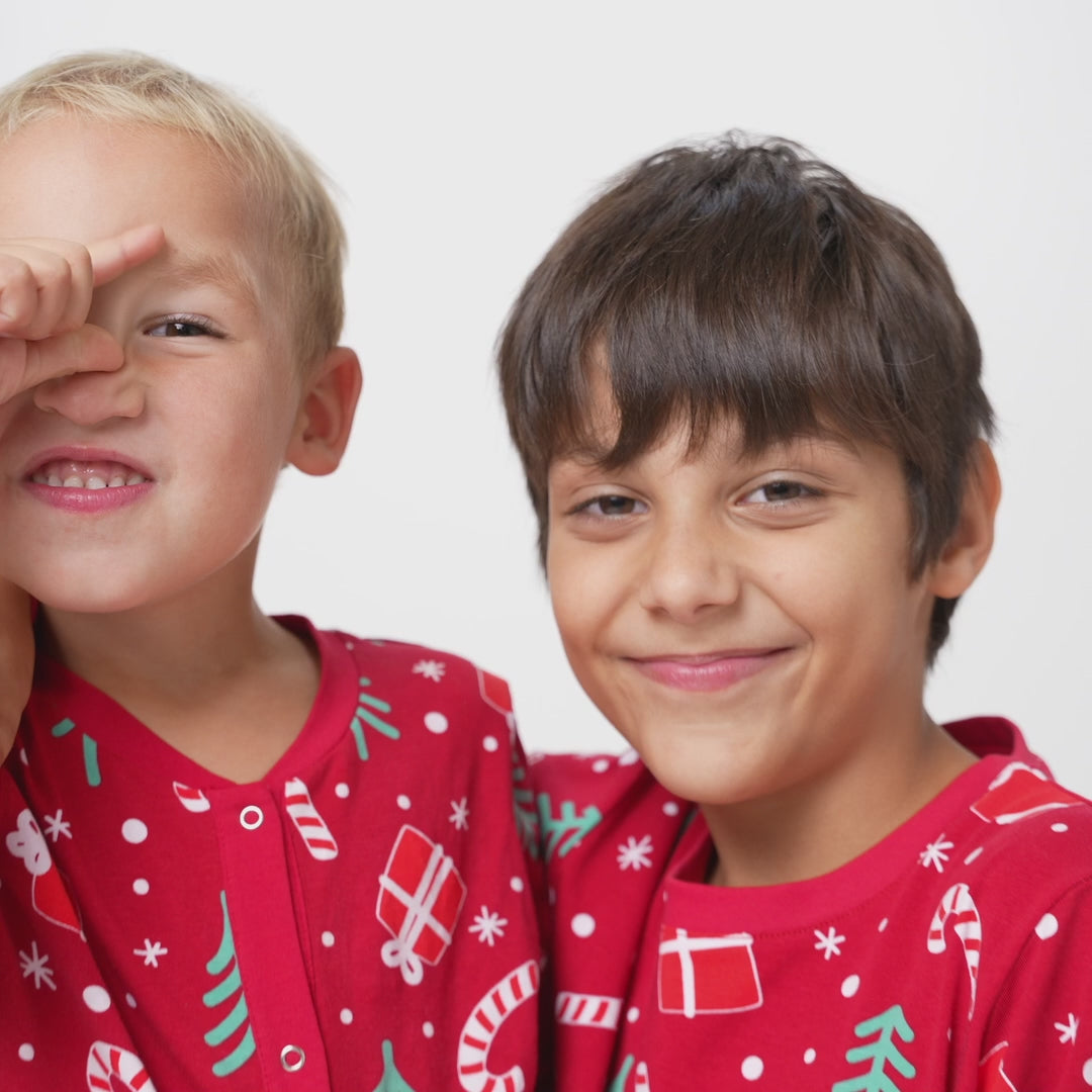 Rode Kerstpatroon Overall Kerstpyjama voor Kinderen