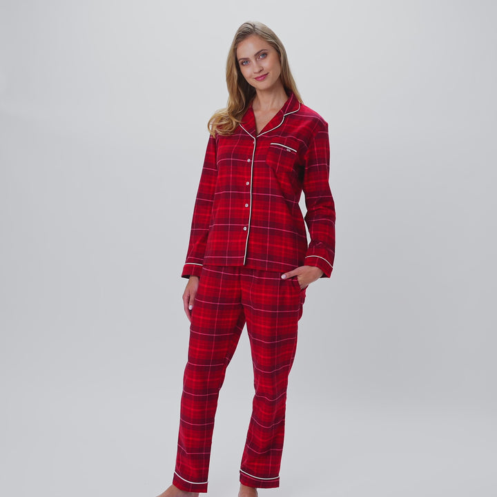Rode Flanellen Kerstpyjama Dames