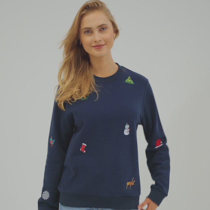 Kerstmis Sweatshirt Blauw Dames