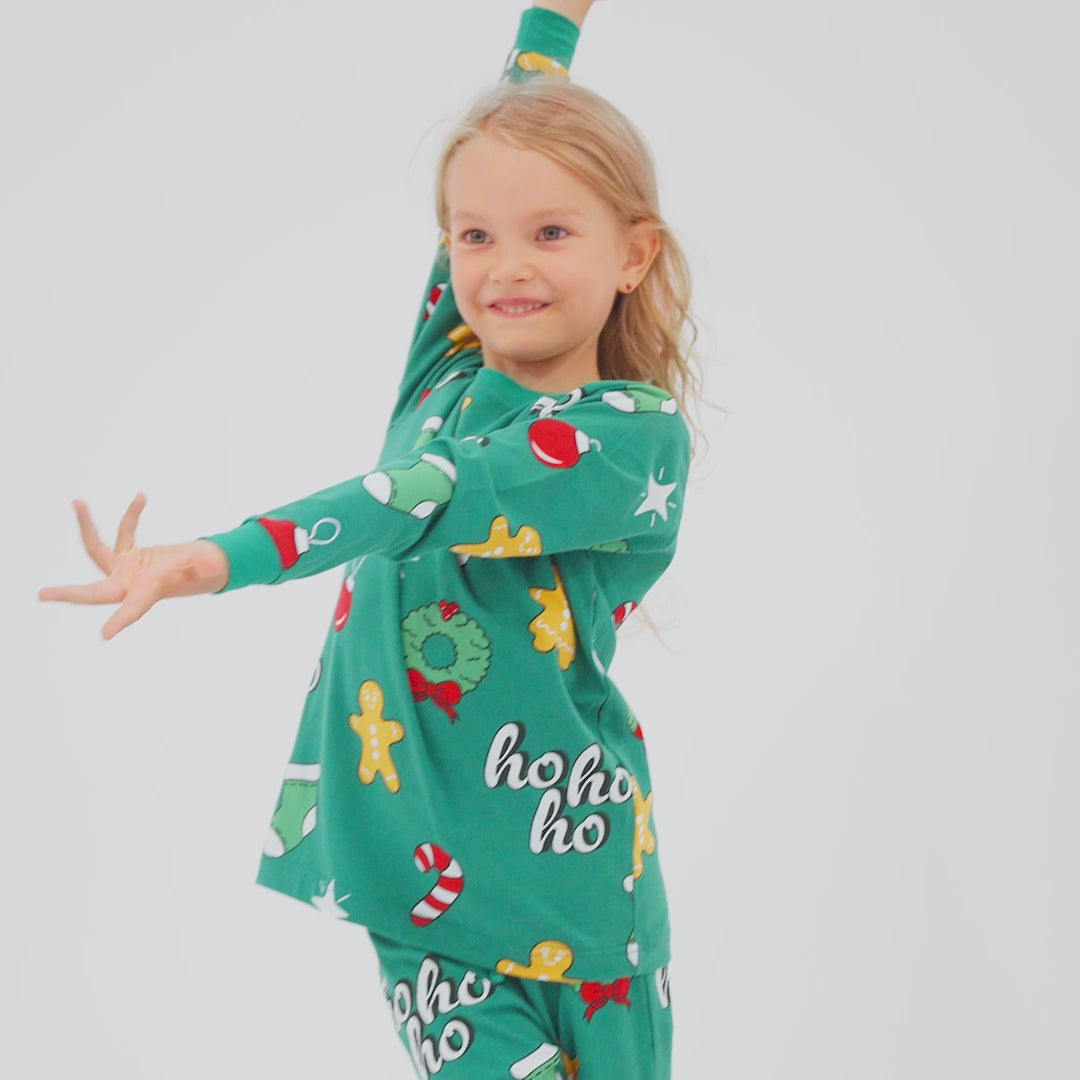 Groene Hohoho Kerstpyjama Kinderen