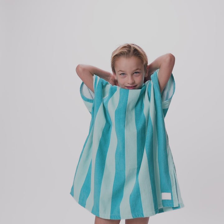 Koraal Gestreept Surf Poncho voor Kinderen