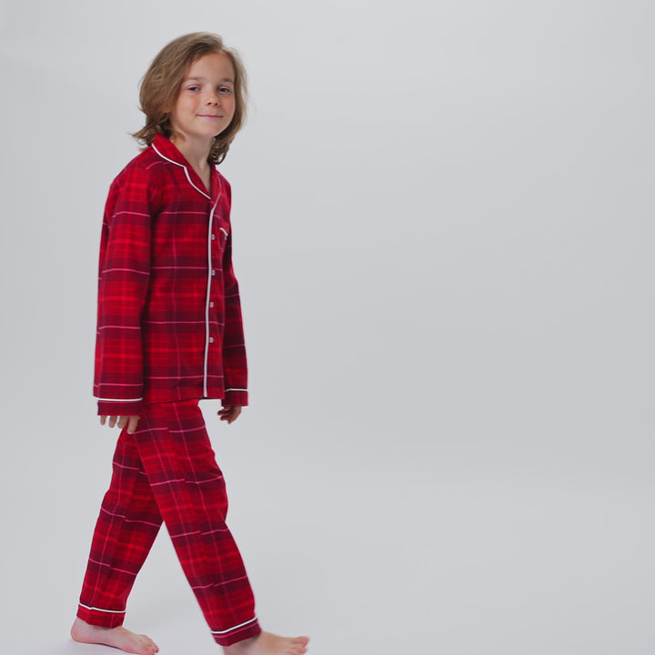 Rode Flanellen Kerstpyjama Voor Kinderen