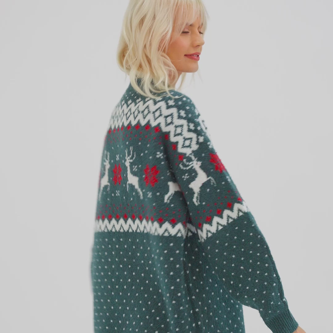 Groene Oversized Kersttrui Dames