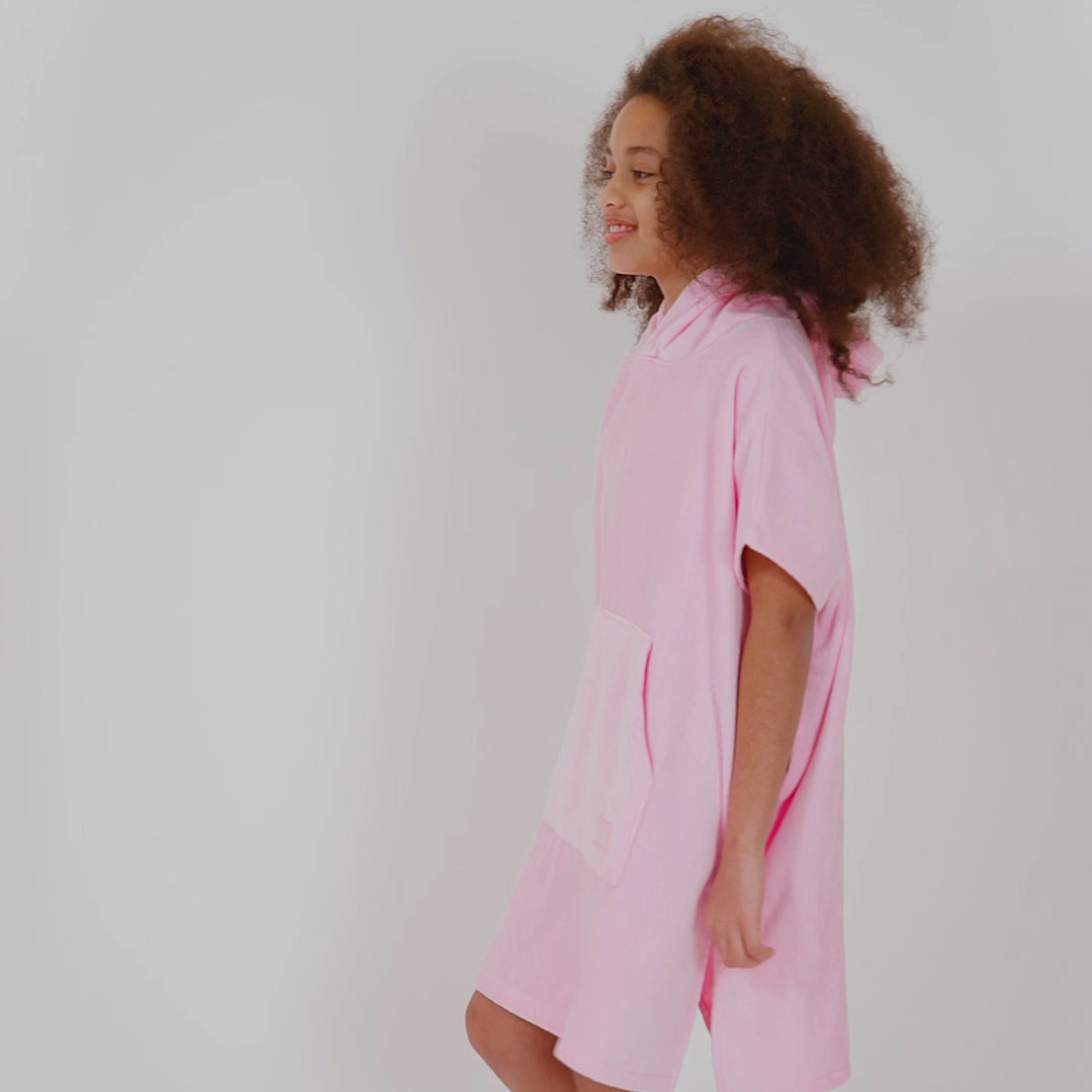 Bubblegum Roze Surf Poncho Voor Kinderen