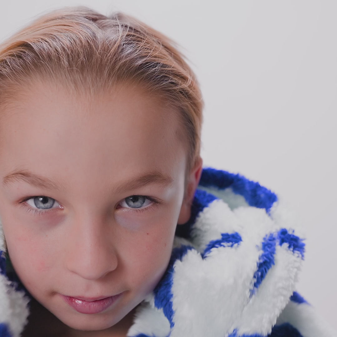 Blauwe Golven Teddy HappyHoodie voor Kinderen