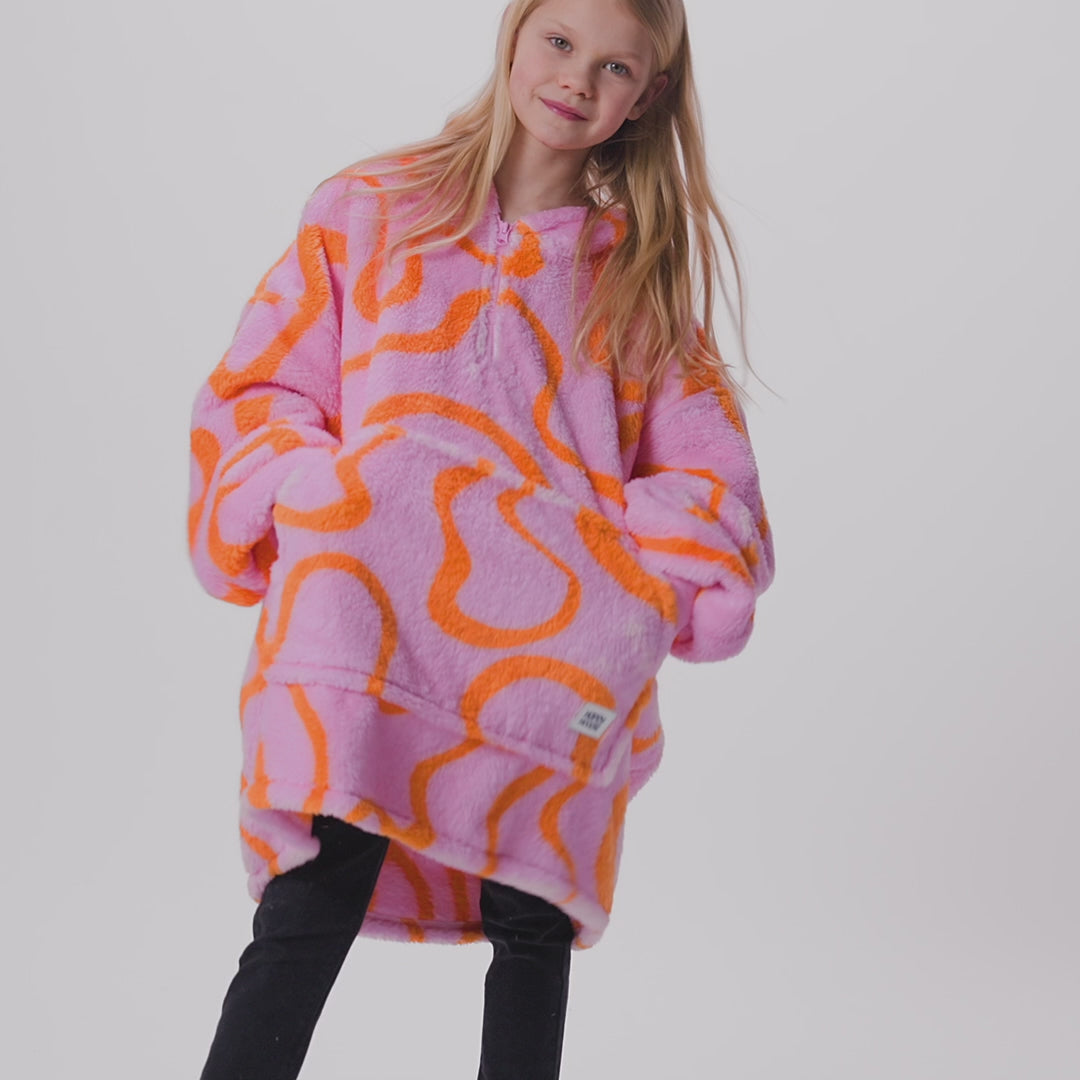 Roze Golven Teddy HappyHoodie voor Kinderen
