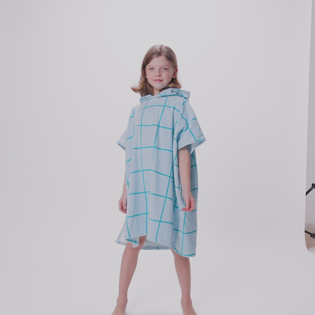 Blauwe Zwembad Surf Poncho voor Kinderen