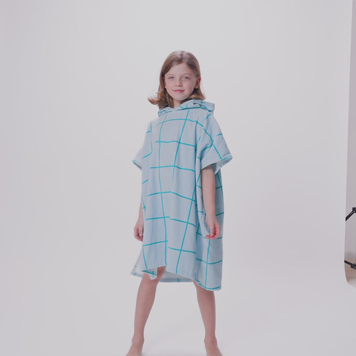 Blauwe Zwembad Surf Poncho voor Kinderen