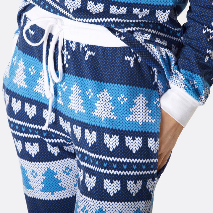 Gebreid Patroon Blauw Kerstpyjama Heren