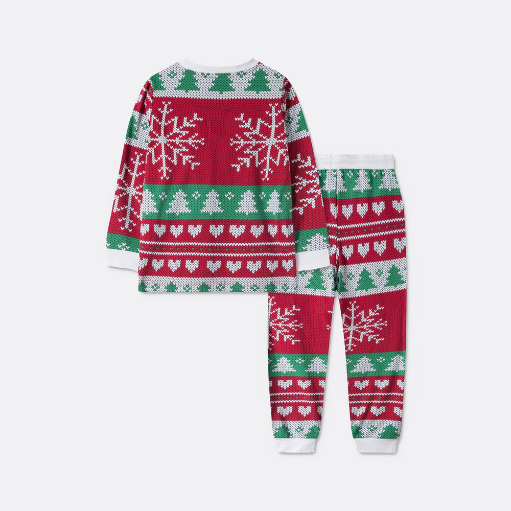 Gebreid Patroon Rood Kerstpyjama Voor Kinderen