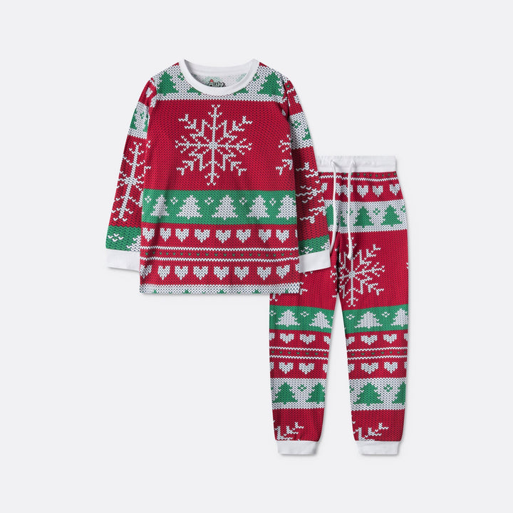 Gebreid Patroon Rood Kerstpyjama Voor Kinderen