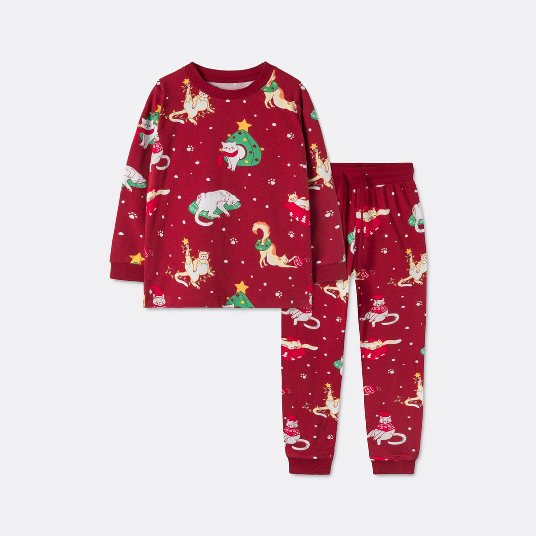 Katten Kerstpyjama Voor Kinderen