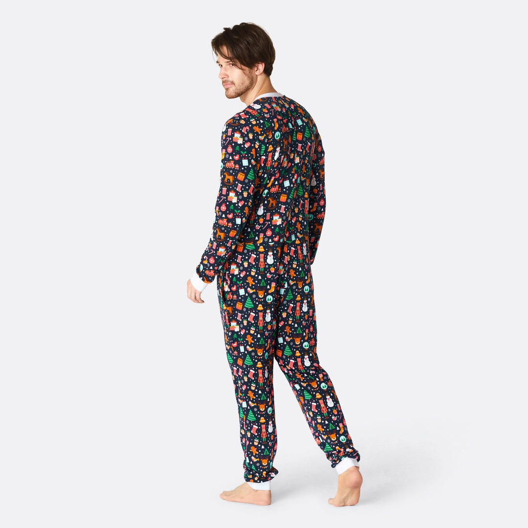 Kerstdroom Blauw Overall Pyjama Heren