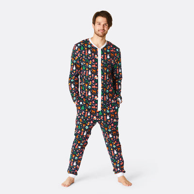 Kerstdroom Blauw Overall Pyjama Heren
