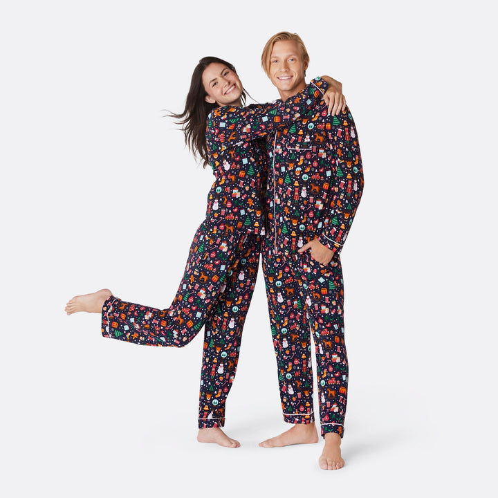 Kerstdroom Kerstpyjama Met Kraag Blauw Dames