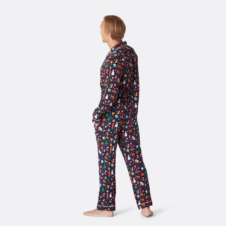 Kerstdroom Kerstpyjama Met Kraag Blauw Heren