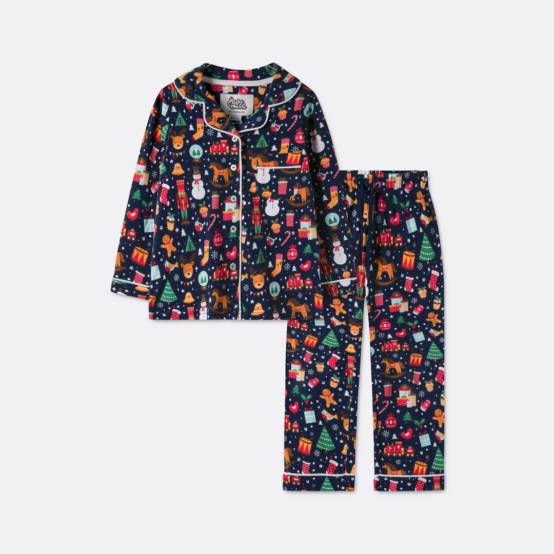 Kerstdroom Kerstpyjama Met Kraag Blauw Voor Kinderen