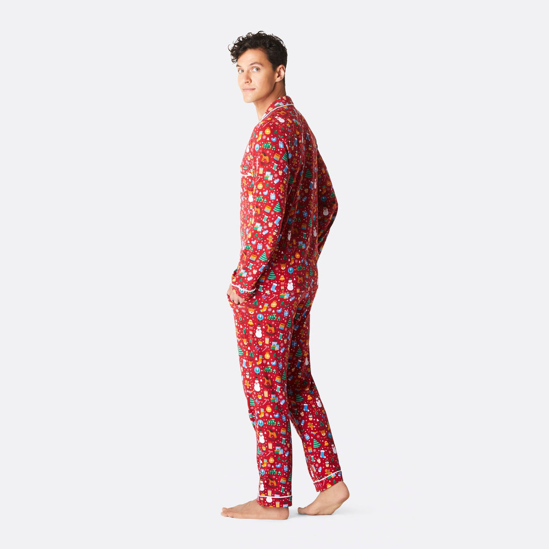 Kerstdroom Kerstpyjama Met Kraag Rood Heren