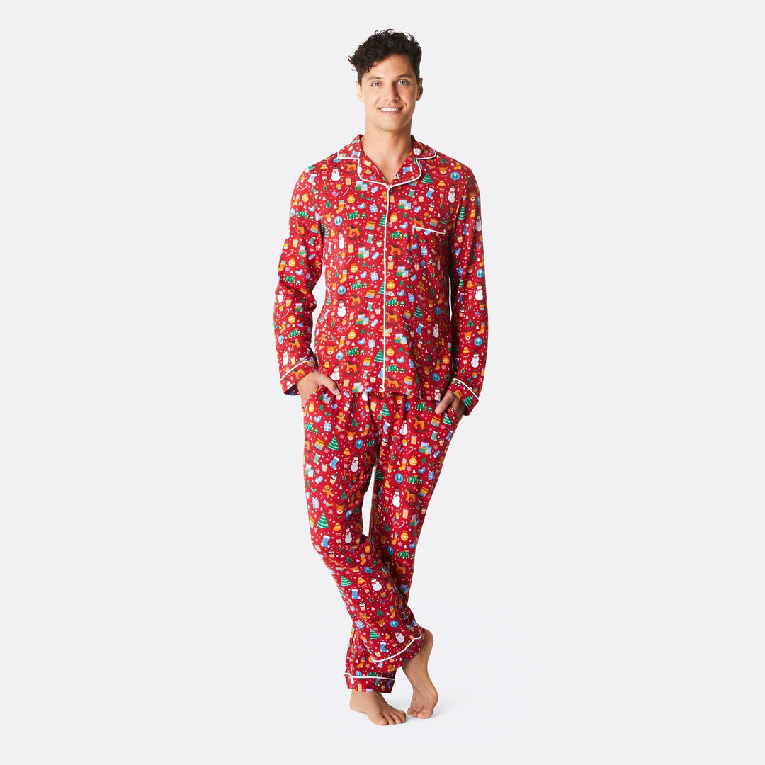 Kerstdroom Kerstpyjama Met Kraag Rood Heren