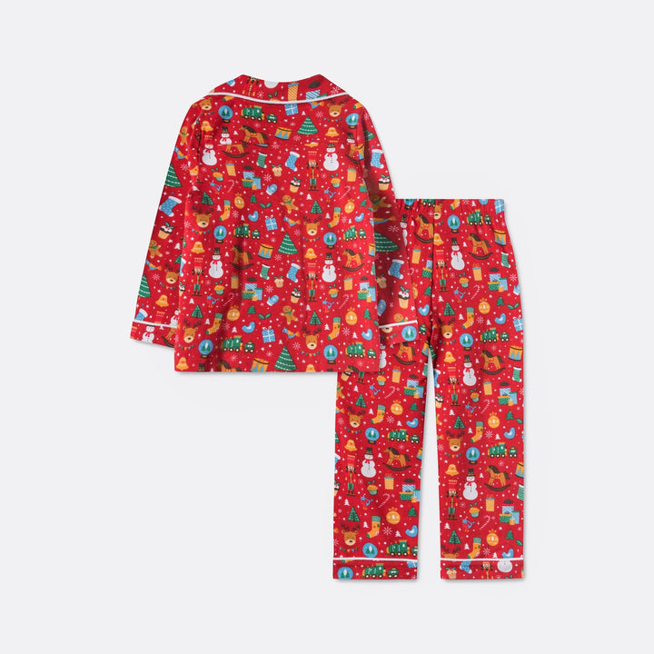 Kerstdroom Kerstpyjama Met Kraag Rood Voor Kinderen