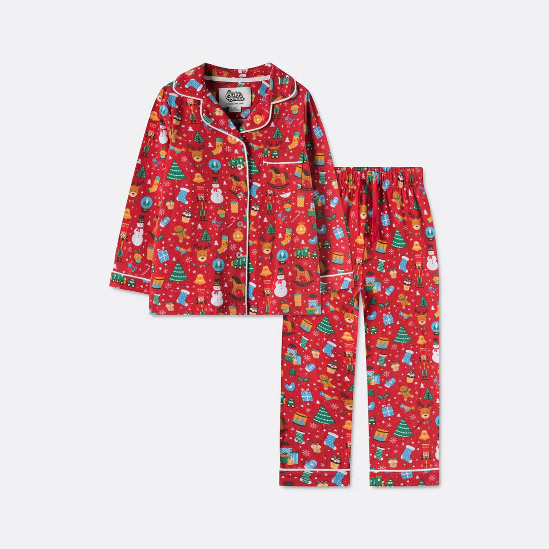 Kerstdroom Kerstpyjama Met Kraag Rood Voor Kinderen