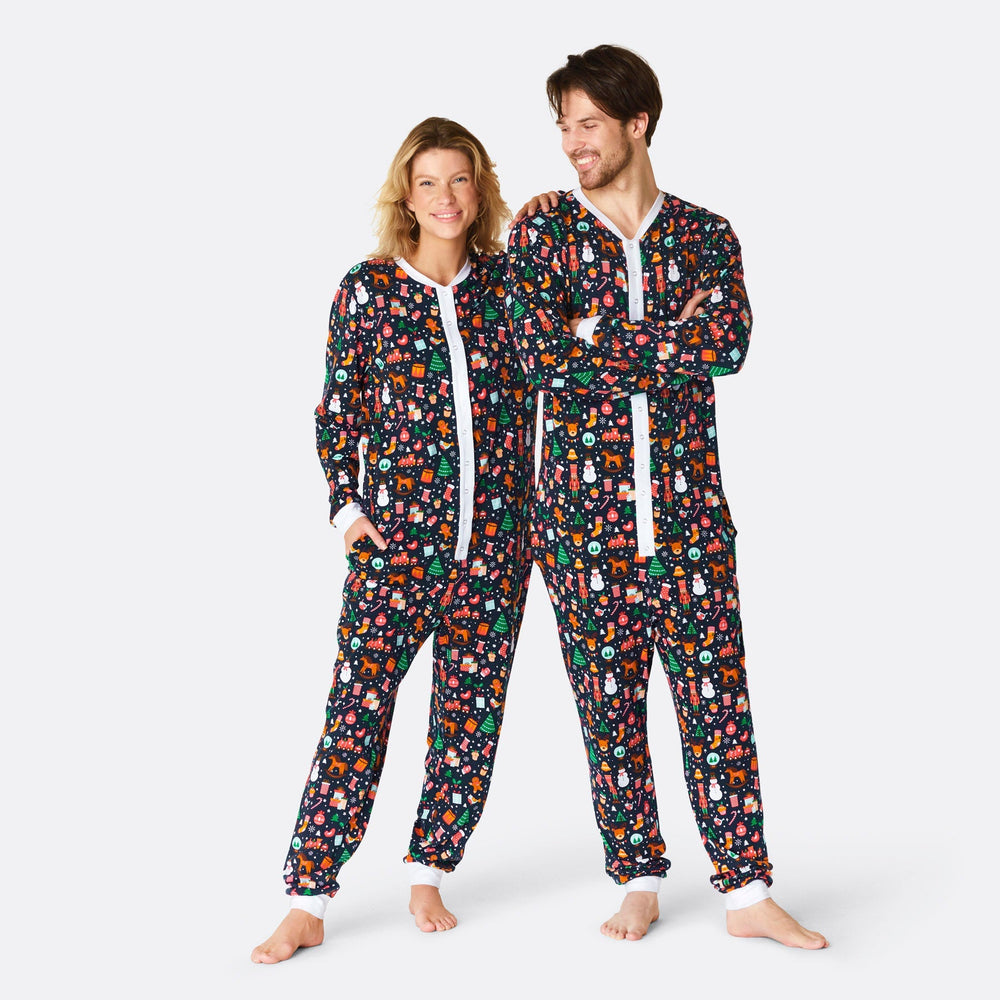 Kerstdroom Overall Kerstpyjama Blauw Dames